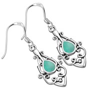 Turquoise Opal Drop Sterling Silver Earrings, e425